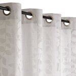 Rideau voilage imprim� feuilles naturel 140x240cm � ?illets - pr�t � poser dylrev