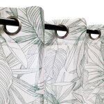 Rideau voilage imprim palme bicolore  ?illets 140x240cm en vert - dcoratif et prt  poser
