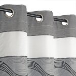 Rideau voilage jacquard � bandes horizontales en fil lurex 140x240cm gris dylrev - pr�t � poser