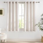 Rideau voilage lin �cru 140x145 cmpanneaux � ?illets pour salonchambre et cuisinelot de 2 panneaux