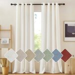 Rideaux voilage lin naturel beige clair 140x260 cmlot de 2 panneaux demi - transparents avec ?illets ...