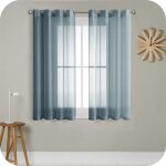 Rideaux voile � oeillets semi - transparents 145x140 cm bleus 2 pi�ces