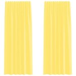Rideaux en voile - vidaxl - 140x225 cm - jaune - semi - transparent - 100% polyester - poche � tringle ...