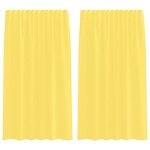 Rideaux en voile - vidaxl - passe - tringles - jaune - 140x175 cm - semi - transparent - 100% polyester ...