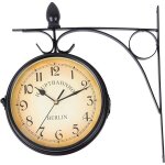 Ridgeyard horloge de gare rétro horloge murale double cadran avec potence de fixation pendule double ... Ridgeyard horloge de gare rétro horloge murale double cadran avec potence de fixation pendule double ...