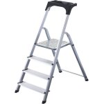 Rijoka chelle domestique en aluminium pliante avec capot de rangement - 4 marches - antidrapante - ...