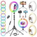 Ring light 10 40 rvb 13 niveaux tr�pied pour smartphone vid�o
