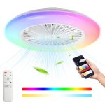 Riossad rgb ventilateur plafond avec lumiere moderne - ventilateur silencieux avec t�l�commande - blanc ...