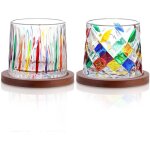 risingff lot de 2 verres  whisky en cristal peints  la main 270 ml pivotants avec sous - verres en ...