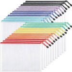 �risingff lot de 24 pochettes zipp�es en maille a4 pochettes �tanches pour documents fournitures scolaires ...