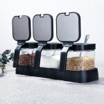 risingff lot de 3 pots  pices en verre rsistant  la chaleur bote  pices  couvercle rabattable ...