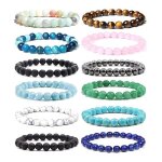 ®risingff bracelet de perles en pierre naturelle de 8 mm 12 pièces unisexe bracelet de perles en cristal ... ®risingff bracelet de perles en pierre naturelle de 8 mm 12 pièces unisexe bracelet de perles en cristal ...