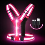 �risingff gilet r�fl�chissant led rechargeable par usb taille / �paule r�glables - rose