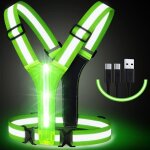 ®risingff gilet réfléchissant led rechargeable par usb taille / épaule réglables - vert ®risingff gilet réfléchissant led rechargeable par usb taille / épaule réglables - vert