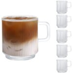 ®risingff [lot de 6 350 ml - tasse à café en verre avec anse tasse à thé classique à rayures verticales ... ®risingff [lot de 6 350 ml - tasse à café en verre avec anse tasse à thé classique à rayures verticales ...