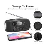 �risingff radio � manivelle �tanche � cellules solaires avec powerbank noir