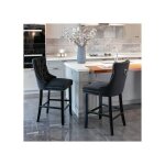 ®risingff tabourets de bar en velours avec revêtement capitonné et pieds en bois avec des rivets chromés ... ®risingff tabourets de bar en velours avec revêtement capitonné et pieds en bois avec des rivets chromés ...