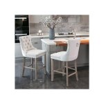 �risingff tabourets de bar en velours avec rev�tement capitonn� et pieds en bois avec des rivets chrom�s ...