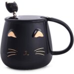 �risingff tasse � caf� chat noir tasse � caf� en c�ramique avec cuill�re en acier inoxydable tasse � ...