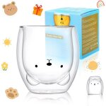 ®risingff tasse mignonne en forme dours pour femme tasse en verre isolant à double couche tasse à expresso ... ®risingff tasse mignonne en forme dours pour femme tasse en verre isolant à double couche tasse à expresso ...