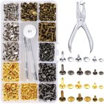 Rivets en cuir 360set 2 tailles goujons mtalliques tubulaires  double rivet avec outil de rglage et ...