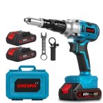 Riveteuse sans fil - onevan - 24 - 50 mm - 25000n - 2x2000mah - bleu