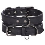 Collier chien cuir v�ritable - rlbsl - taille xl - noir - r�glable - r�sistant