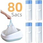 Sacs  litire - rman - lot de 4 rouleaux - 80 sacs biodgradables - 60 x 50 cm - rsistants aux dchirures ...