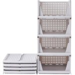 Rman� 4 pcs organisateur armoire vetement plastique boite rangement vetement pliable et empilable organisateur ...