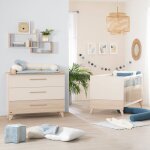 Roba chambre bb duo sidney - lit volutif 70x140 + commode  langer - beige - dcor chne