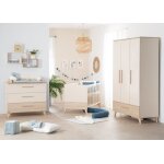 Roba chambre bb trio sidney - lit volutif 70x140 + commode  langer + armoire - beige - dcor chne ...