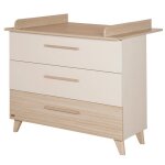 Roba commode  langer volutive sidney - 3 tiroirs - pieds et poignes en bois massif - beige