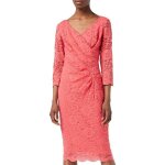 Robe cocktail c�r�monie gina bacconi en dentelle stretch rose - manches 3 / 4 fermeture �clair