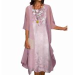 Robe dcontracte dt ecelne pour femme - ensemble deux pices - col rond - jupe longue ajuste - rose ...