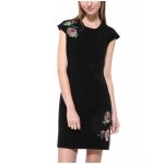 Robe - desigual - brendan - noir - broderie florale - sans manches - coupe droite