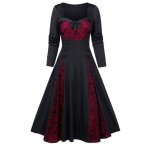 Robe femme ecelen à blocs de couleurs - manches longues - coupe trapèze - noir et rouge Robe femme ecelen à blocs de couleurs - manches longues - coupe trapèze - noir et rouge