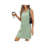 Robe femme sans manche col v couleur unie courte - vert Robe femme sans manche col v couleur unie courte - vert