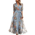 Robe imprime mode ecelen - robe de soire - bleu