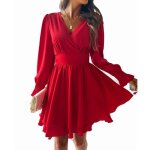 Robe jupe double paisseur ecelen - col en v - robe de soire lgante et lgante - rouge