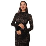 Robe longue � dentelle col montant et manches �vas�es. pour femme - robes - la modeuse