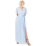 Robe longue a?ligne anaya with love bleu clair col v manches chauve?souris