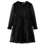 Robe - vidaxl - manches longues - noir - tulle avec sequins - taille 104 (3 - 4 ans)