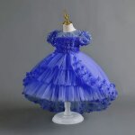 Robe de mariée princesse en dentelle pétale pour enfant ecelen - robe à traîne - bleu royal Robe de mariée princesse en dentelle pétale pour enfant ecelen - robe à traîne - bleu royal