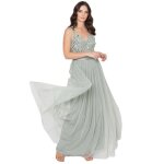 Robe maya deluxe - pl4 - 1124 - femme maxi soiree longue sans manches robe demoiselle dhonneur col v ...