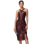 Robe  paillettes - belle poque - rouge - taille s - encolure dos nu - style rockabilly