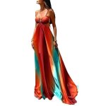 Robe de plage longue bustier style île ecelen pour femme - orange Robe de plage longue bustier style île ecelen pour femme - orange