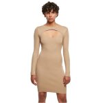 Robe pull découpée - urban classics - grandes tailles - beige - maille côtelée - ajustement parfait Robe pull découpée - urban classics - grandes tailles - beige - maille côtelée - ajustement parfait
