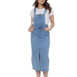 Robe salopette en jean bleu femme monday premium