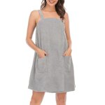 Robe - serviette de bain / douche pour femme avec bretelles l�g�re longueur genou. label