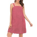 Robe serviette de bain / douche pour femme avec fermeture � bretelles l�g�re longueur genou label
